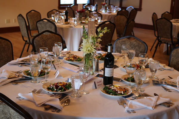 formal table setting during fundraiser dinner at chico hot springs